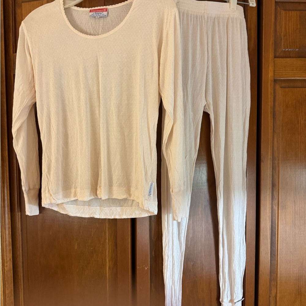 Terramar Thermalsilk Long Underwear Cream Long Sleeve Top and Pants Set Size 8